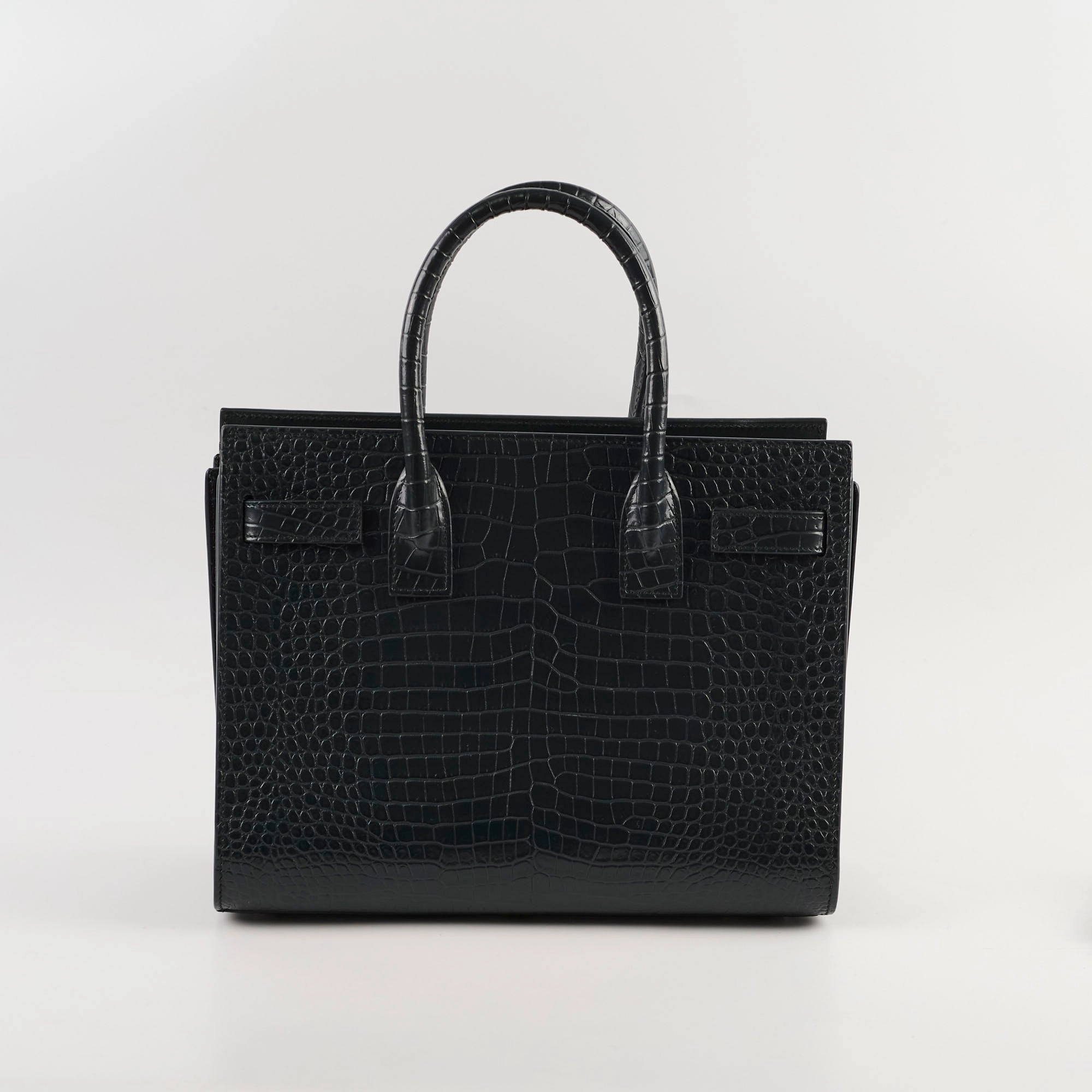 Saint Laurent Sac De Jour Croc Embossed Dark Green