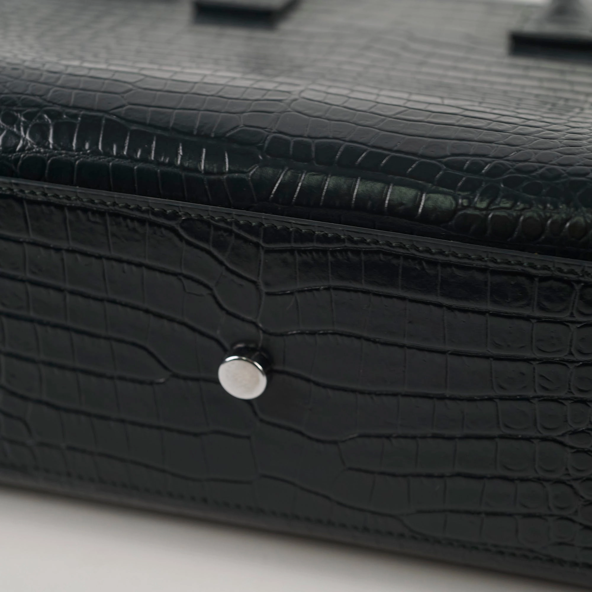 Saint Laurent Sac De Jour Croc Embossed Dark Green