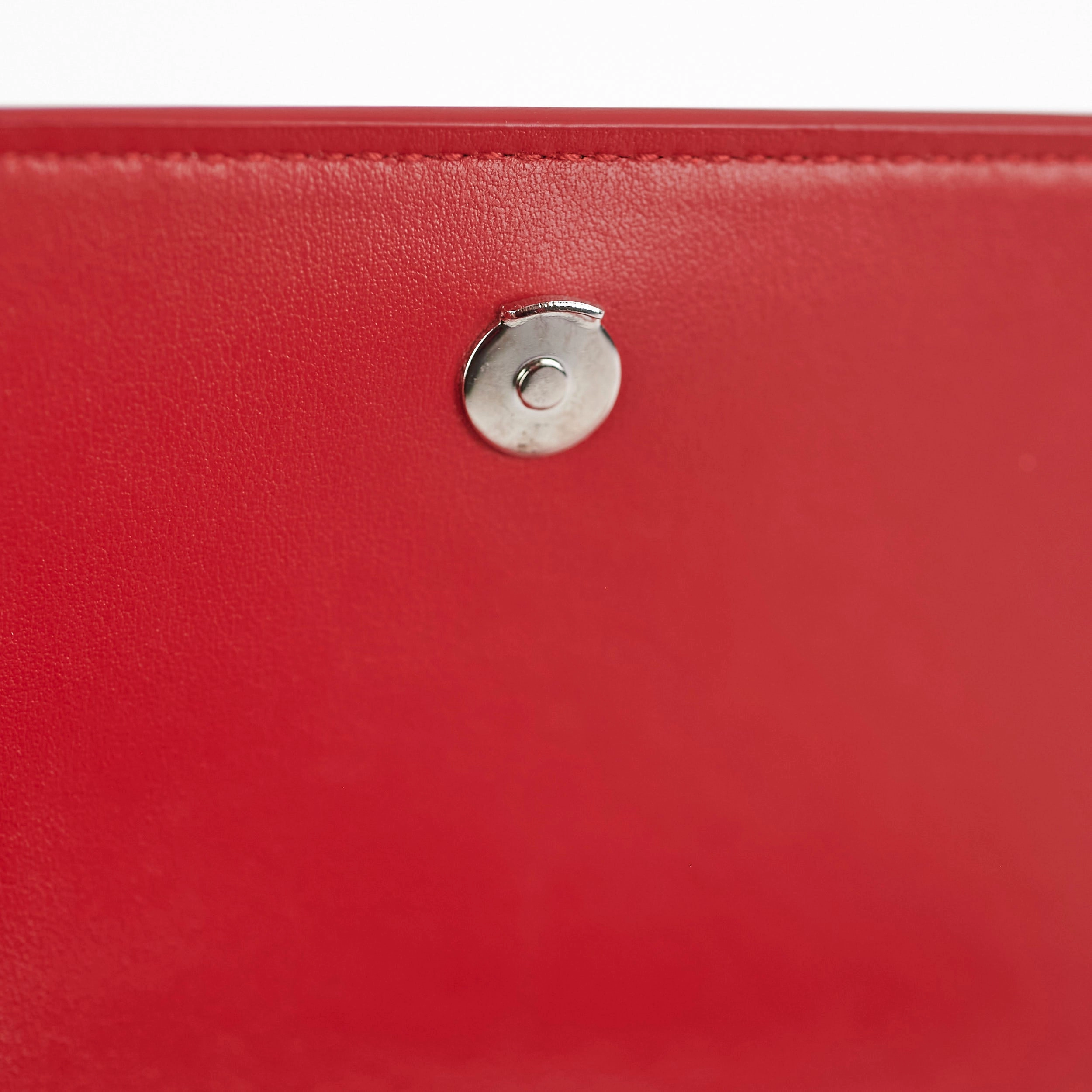 Saint Laurent Sunset On Chain Mini Croc Embossed Red