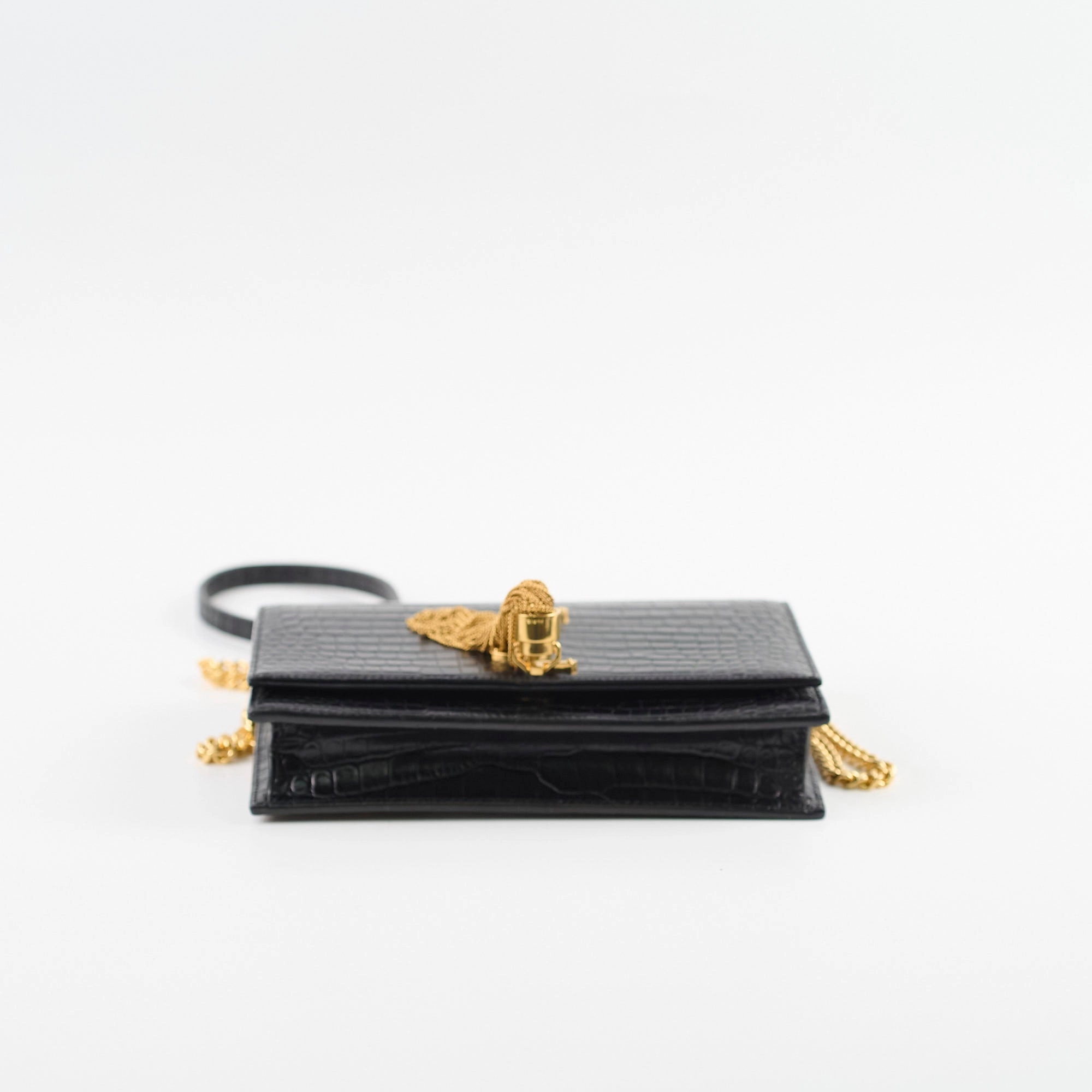 Saint Laurent Tassel Kate Chain Wallet WOC Black