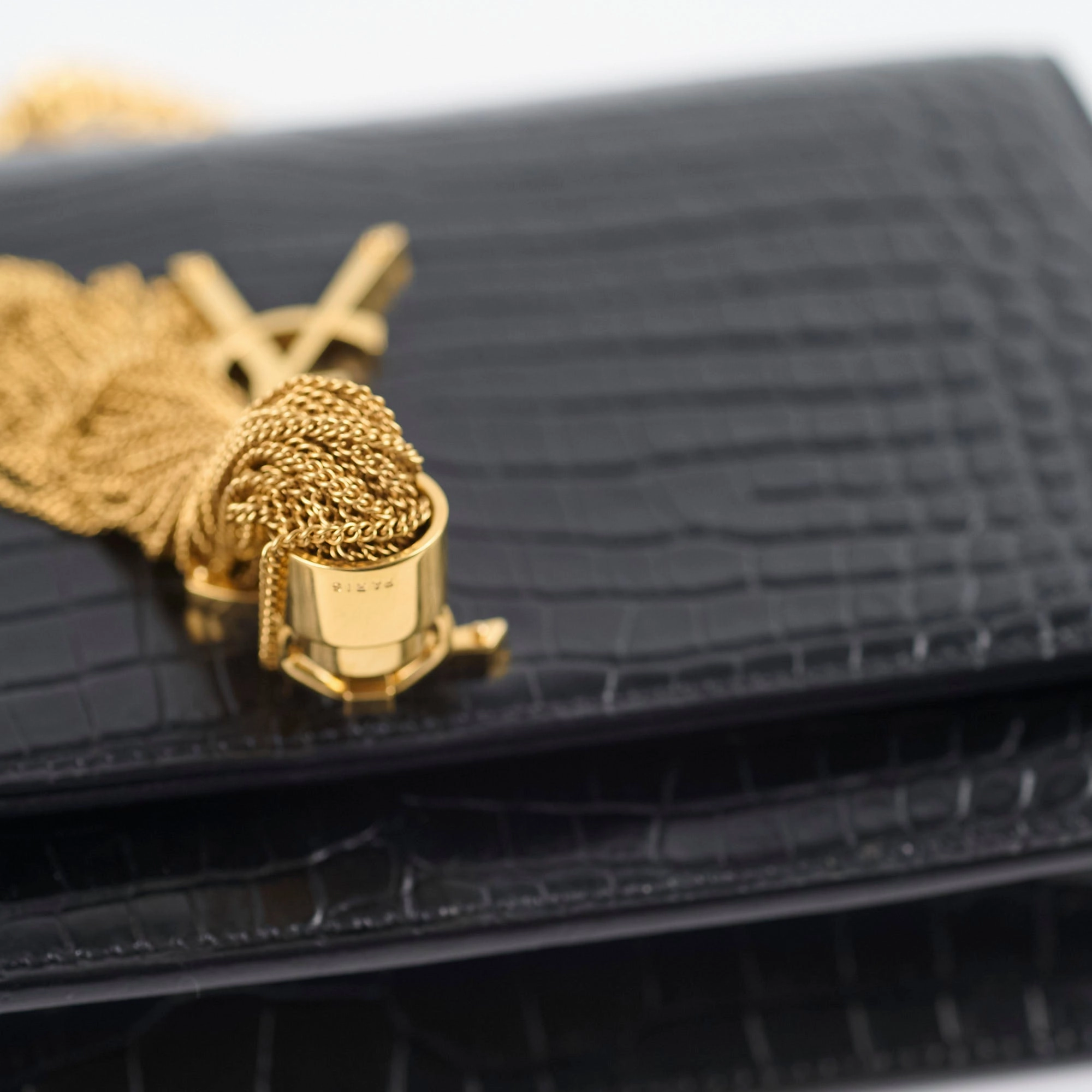 Saint Laurent Tassel Kate Chain Wallet WOC Black