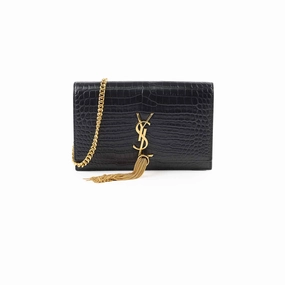 Saint Laurent Tassel Kate Chain Wallet WOC Black