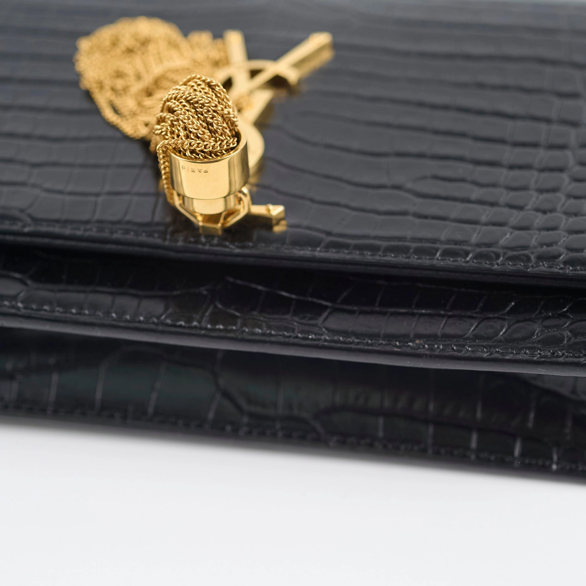Saint Laurent Tassel Kate Chain Wallet WOC Black
