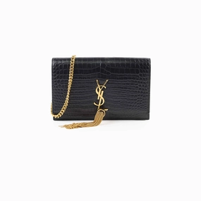 Saint Laurent Tassel Kate Chain Wallet WOC Black