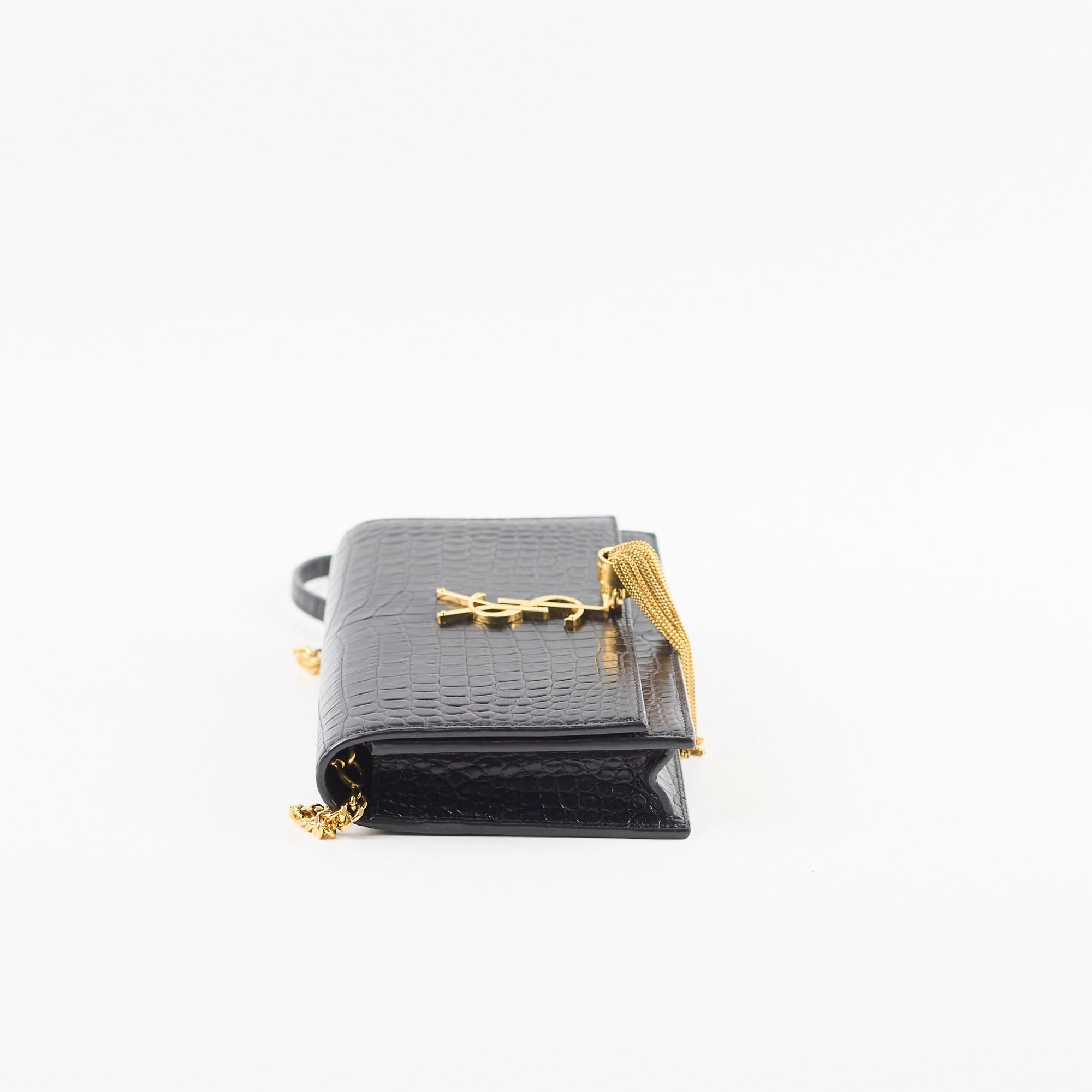 Saint Laurent Tassel Kate Chain Wallet WOC Black