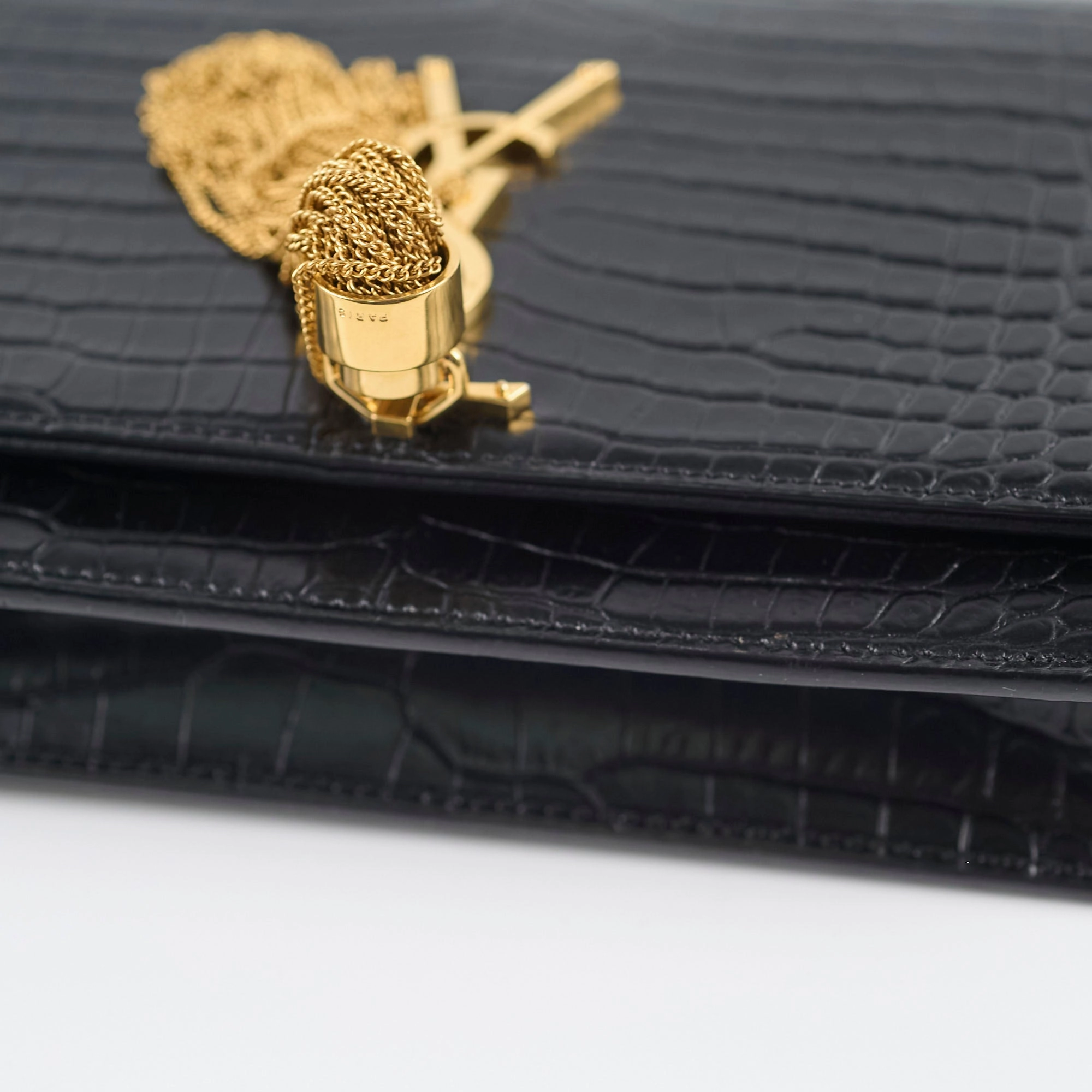 Saint Laurent Tassel Kate Chain Wallet WOC Black