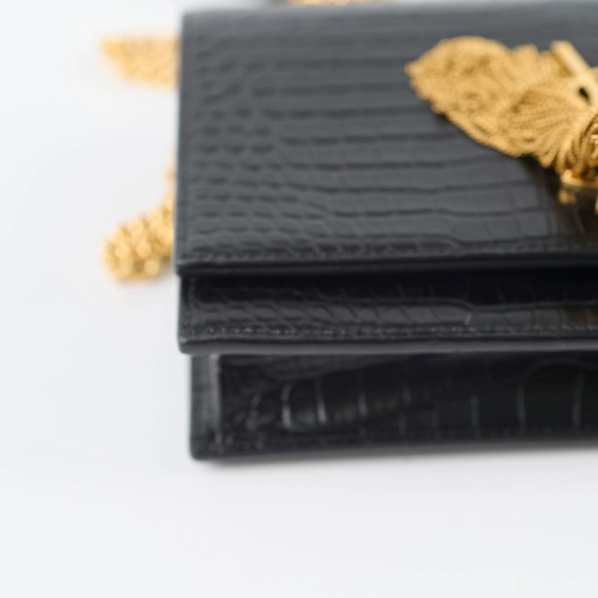 Saint Laurent Tassel Kate Chain Wallet WOC Black
