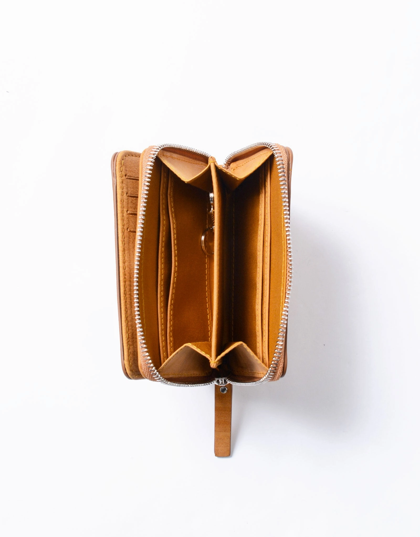 Sand Round Zipper Middle Wallet No.04281