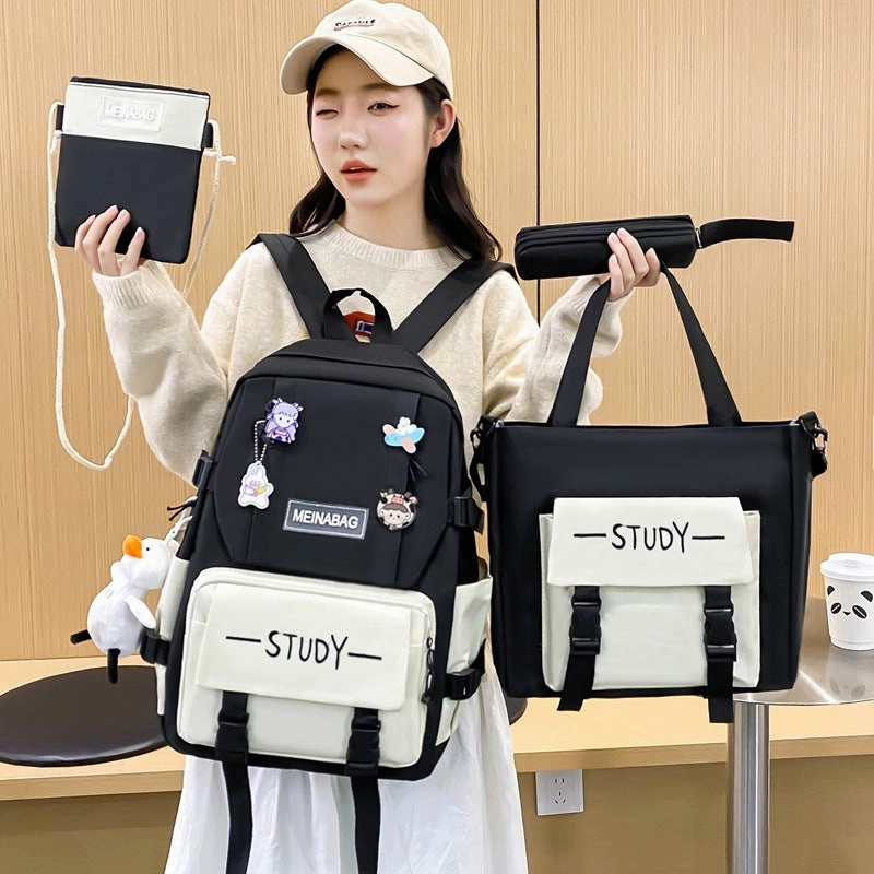 Schoolbag for girls, four piece backpack
