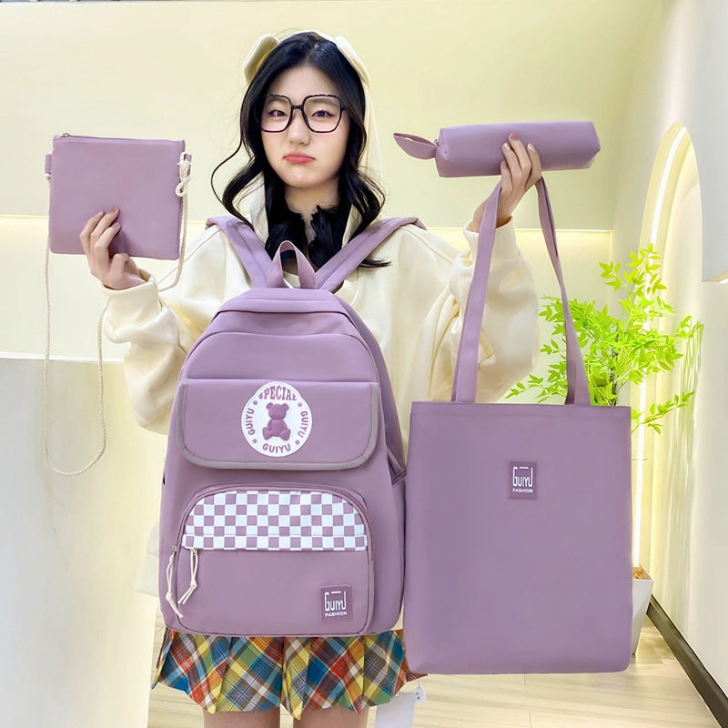 Schoolbag, four-piece backpack
