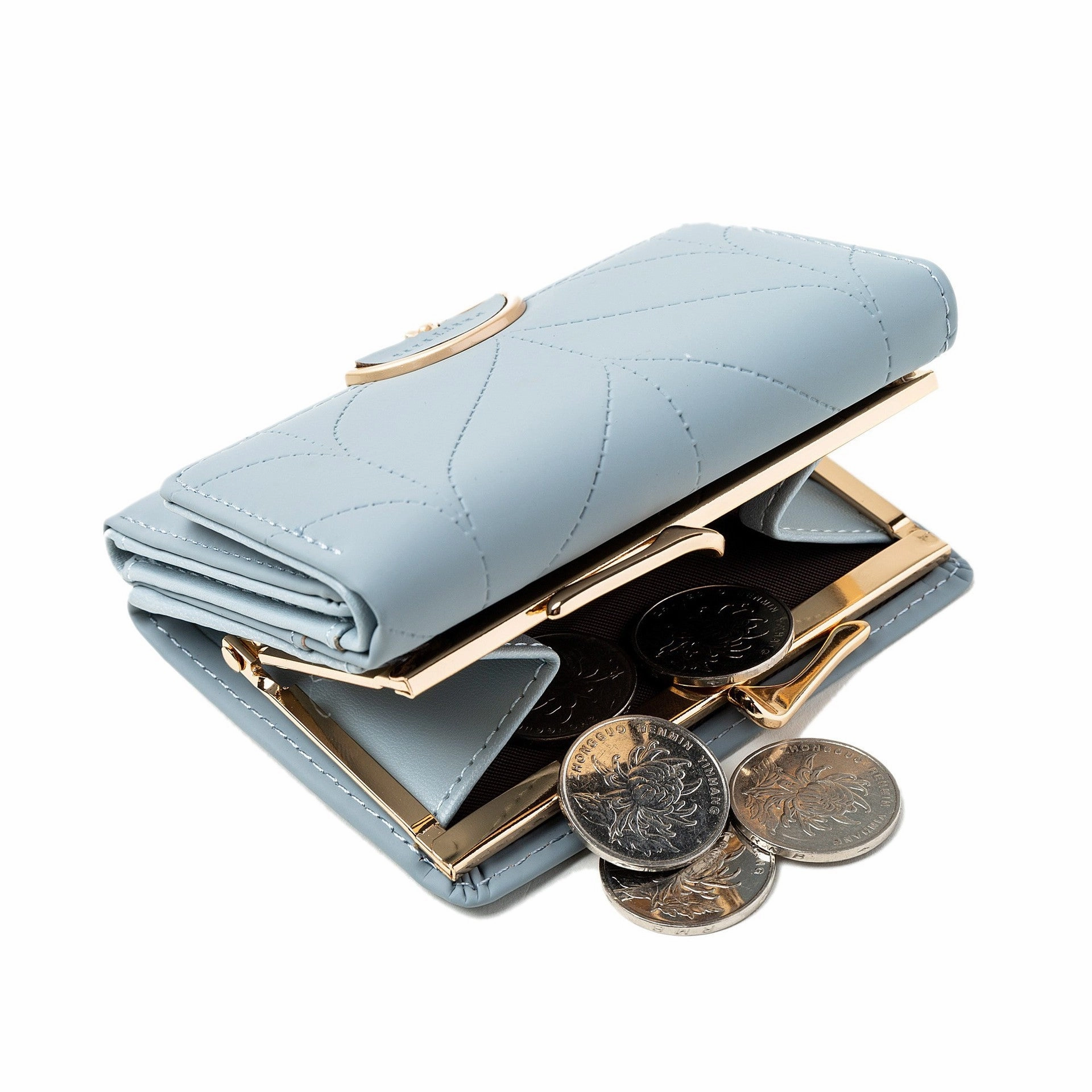 Semi-circular printed hardware buckle wallet