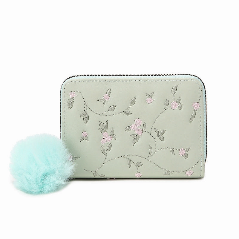 Short embroidery card bag