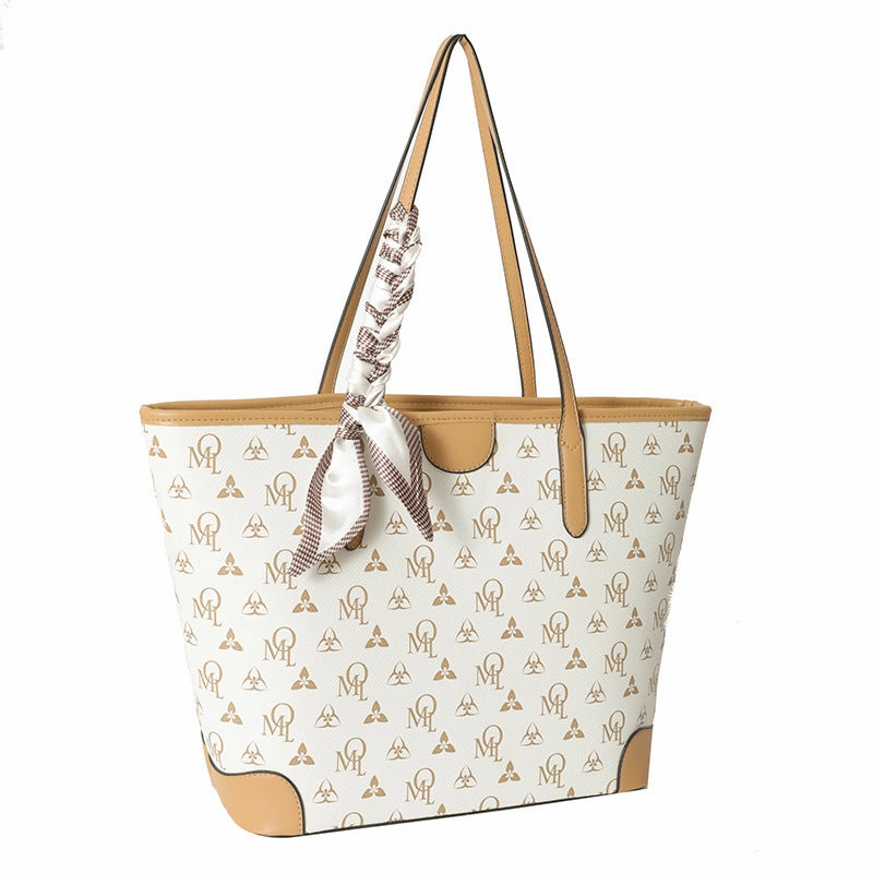 Silk scarf texture tote bag classic hand bag