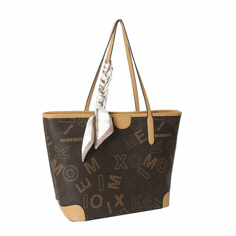 Silk scarf texture tote bag classic hand bag