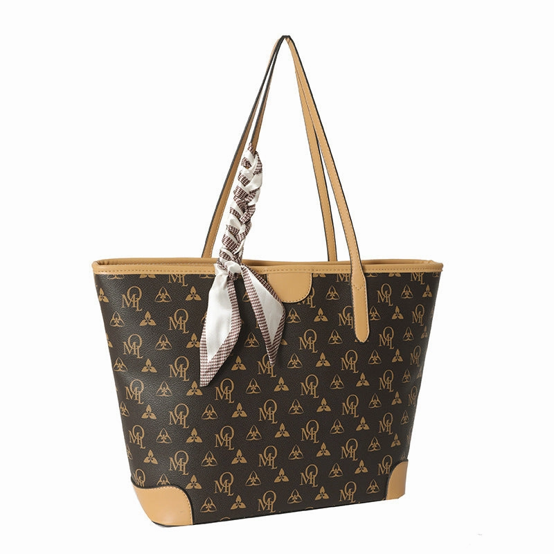 Silk scarf texture tote bag classic hand bag