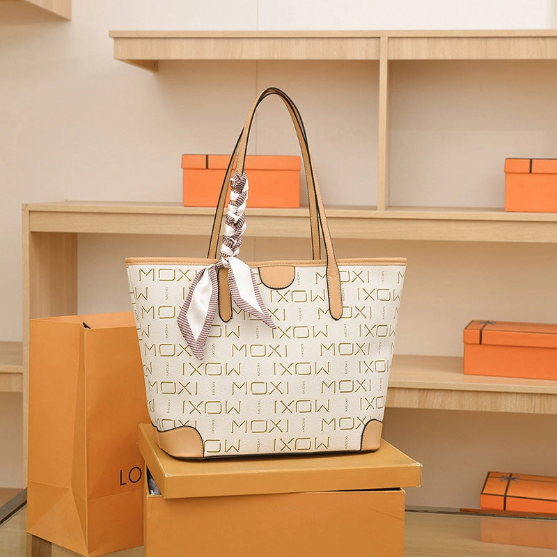 Silk scarf texture tote bag classic hand bag