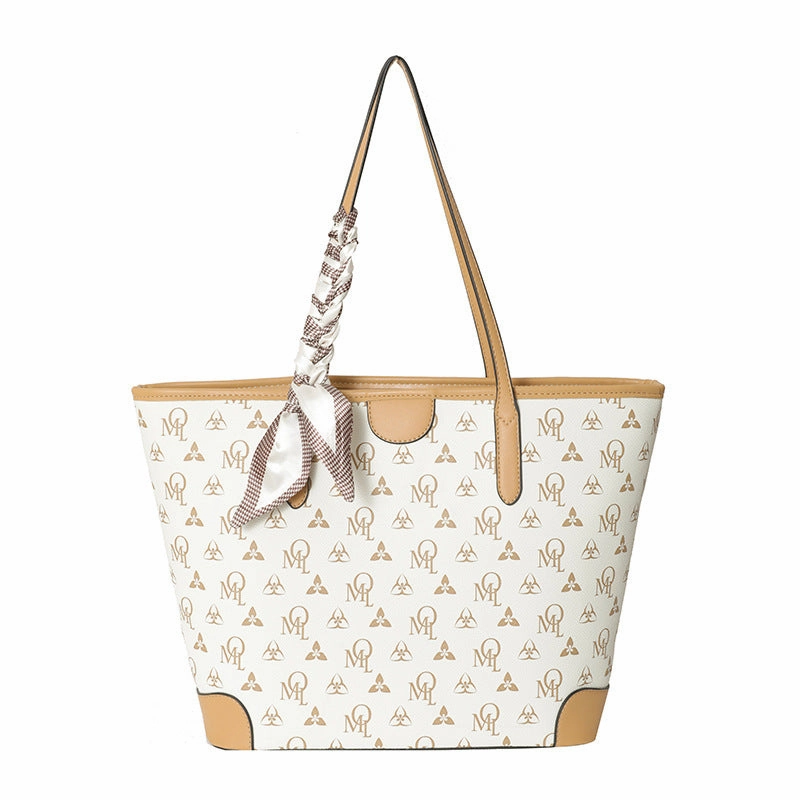Silk scarf texture tote bag classic hand bag