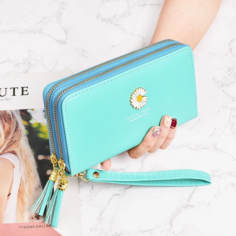 Small Daisy Double Zipper Simple Mobile Phone Bag