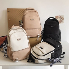 Solid color all-match campus student backpack