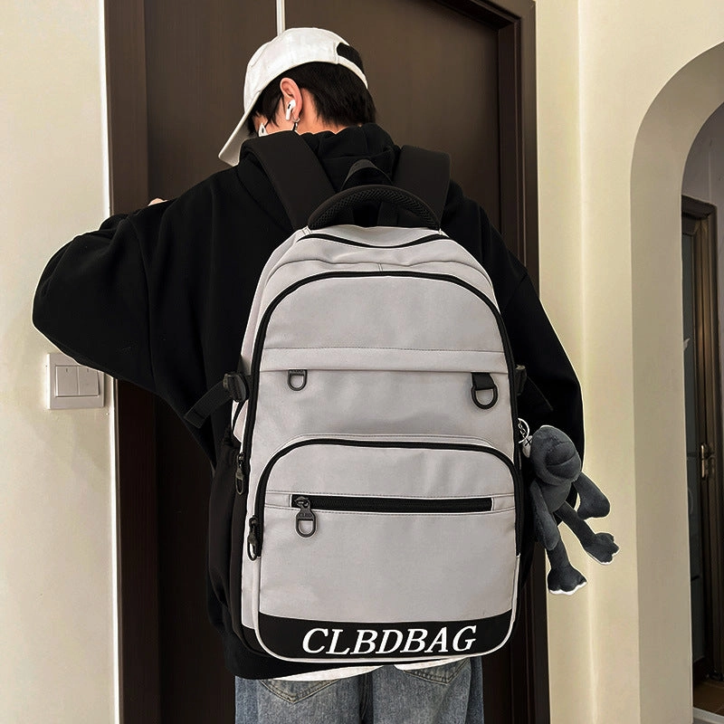 Solid color backpack large capacity school bag