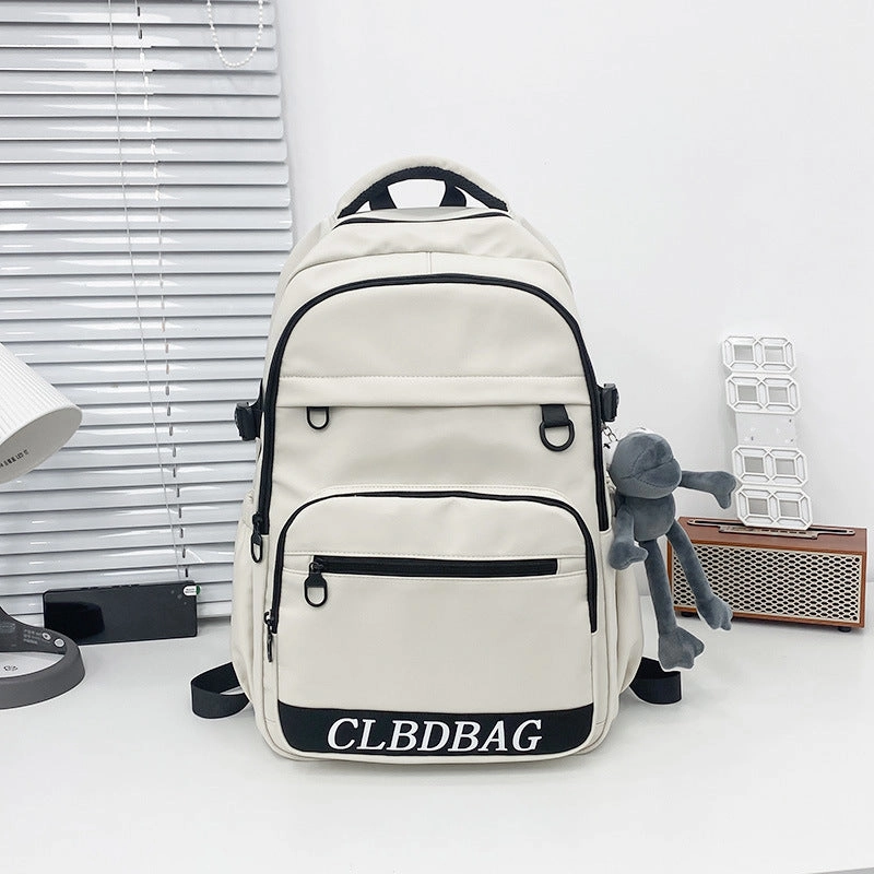 Solid color backpack large capacity school bag