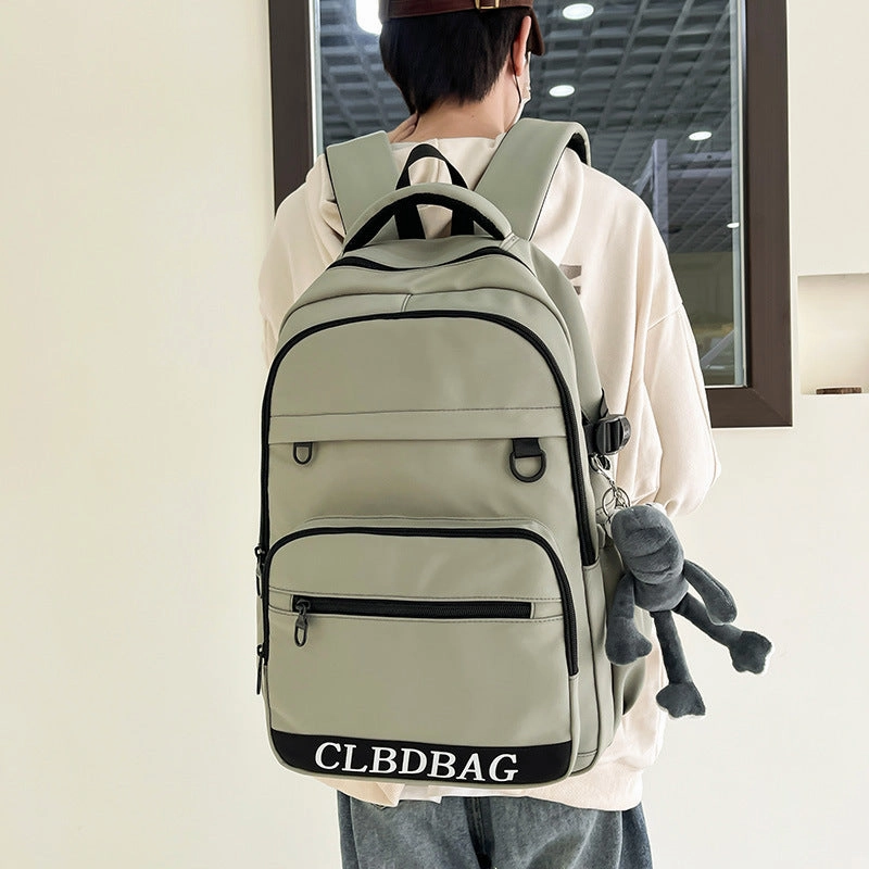 Solid color backpack large capacity school bag