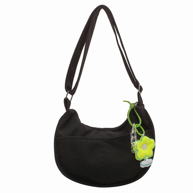 Solid color canvas small yellow flower messenger bag
