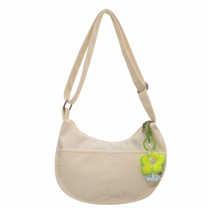 Solid color canvas small yellow flower messenger bag