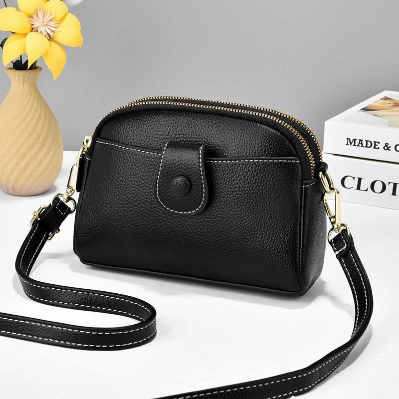 Solid color double shoulder messenger bag