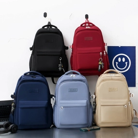 Solid color school bag large capacity casual backpack