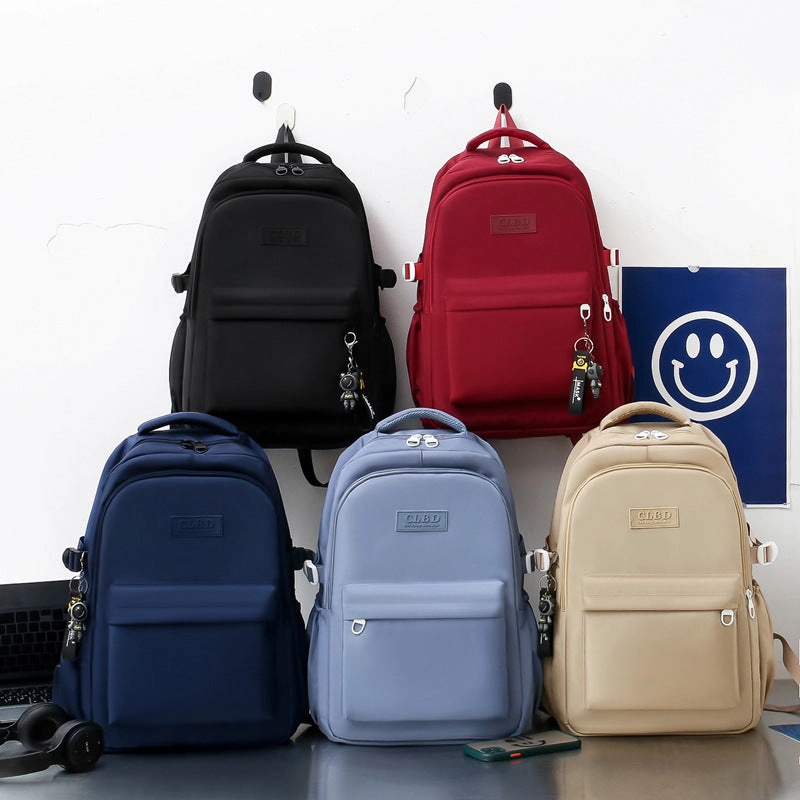 Solid color school bag large capacity casual backpack