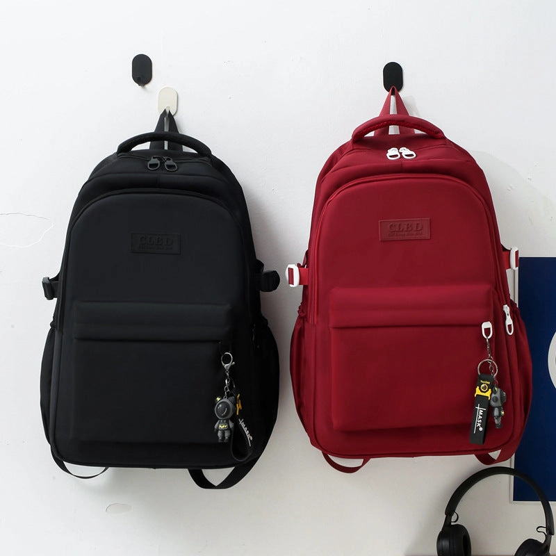 Solid color school bag large capacity casual backpack