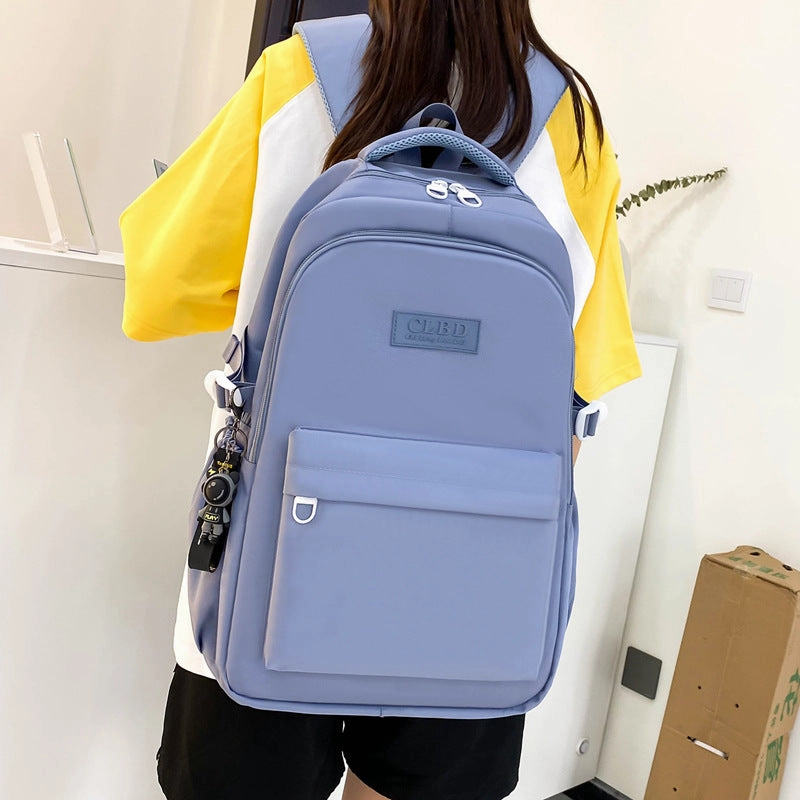 Solid color school bag large capacity casual backpack