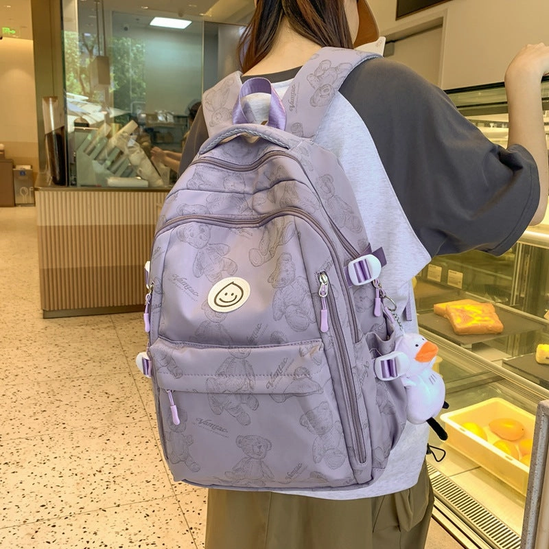 Solid color simple multi-layer computer backpack