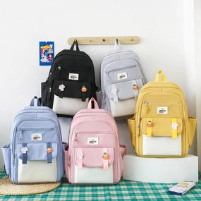 Stitching contrast color student backpack