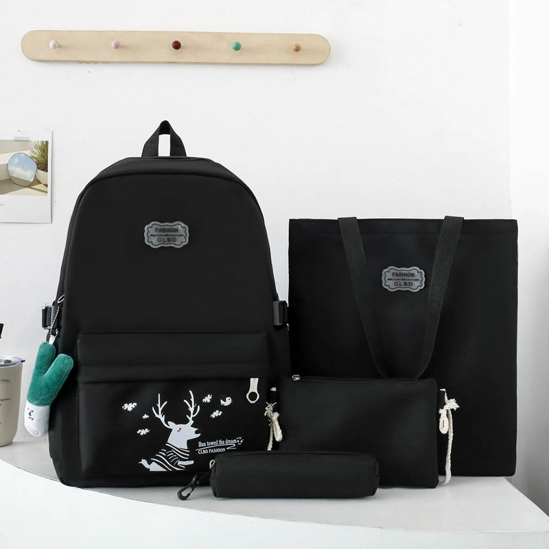 Student backpack cartoon school bag 4 piece set backpack