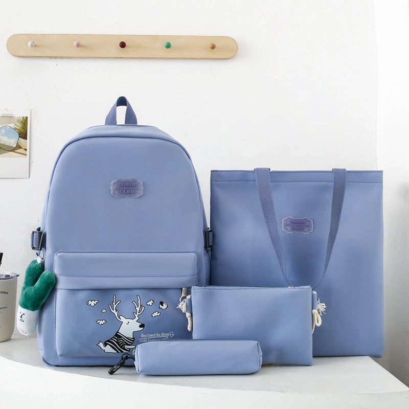 Student backpack cartoon school bag 4 piece set backpack