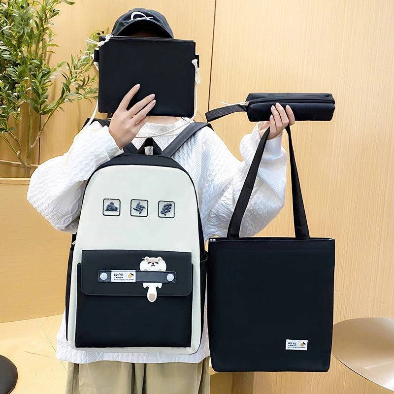 Student books, casual 4-piece backpack
