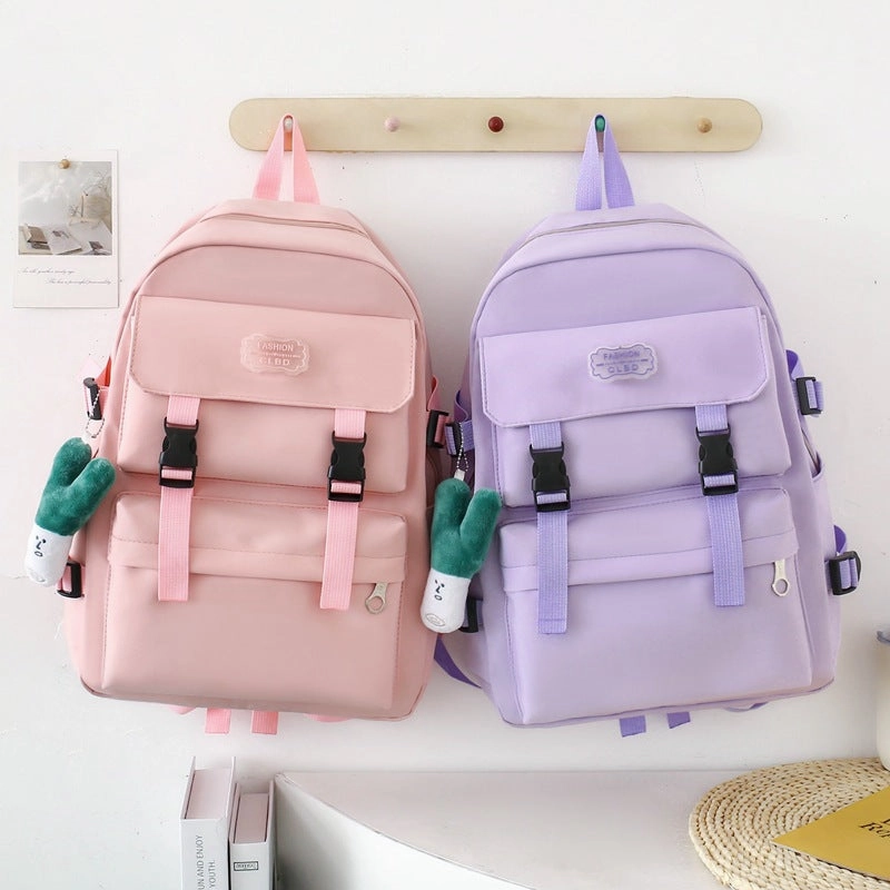 Student large capacity four-piece canvas school bag