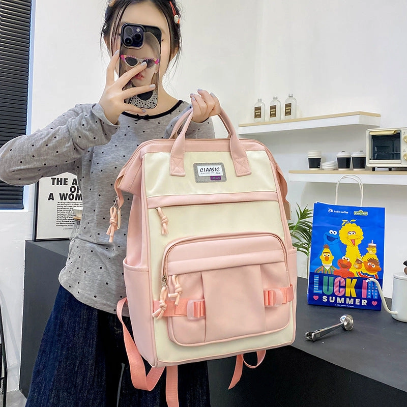 Student school bag, large capacity nylon backpack
