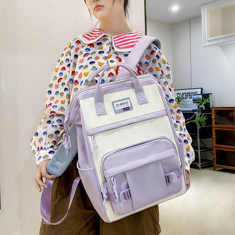 Student school bag, large capacity nylon backpack