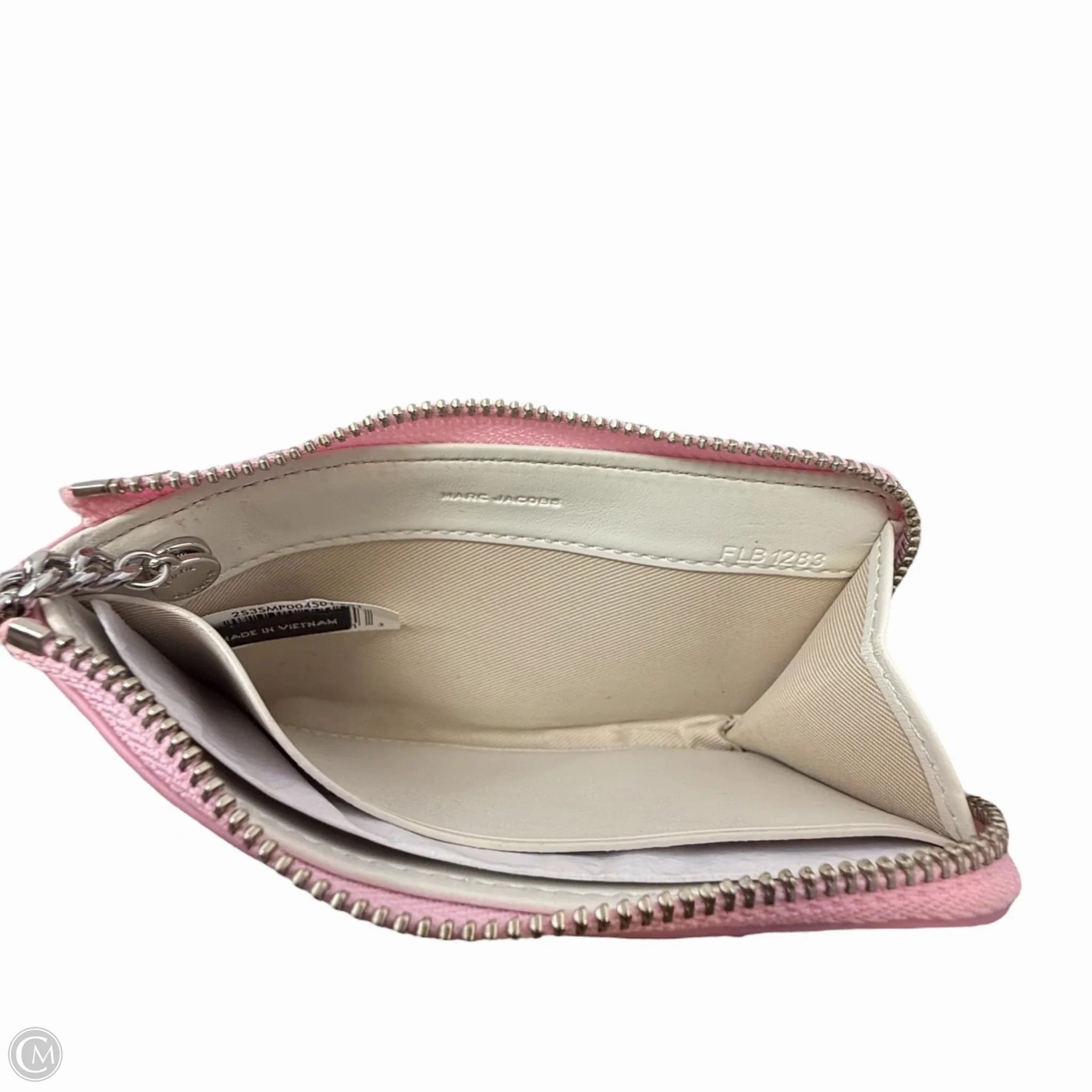 The J Marc Top Zip Multi Wallet In Fluor Candy Pink Designer By Marc Jacobs, Size: Small