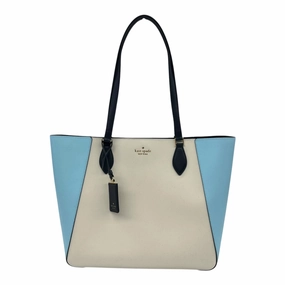 Tote Designer By Kate Spade In Blue & Tan, Size:Large