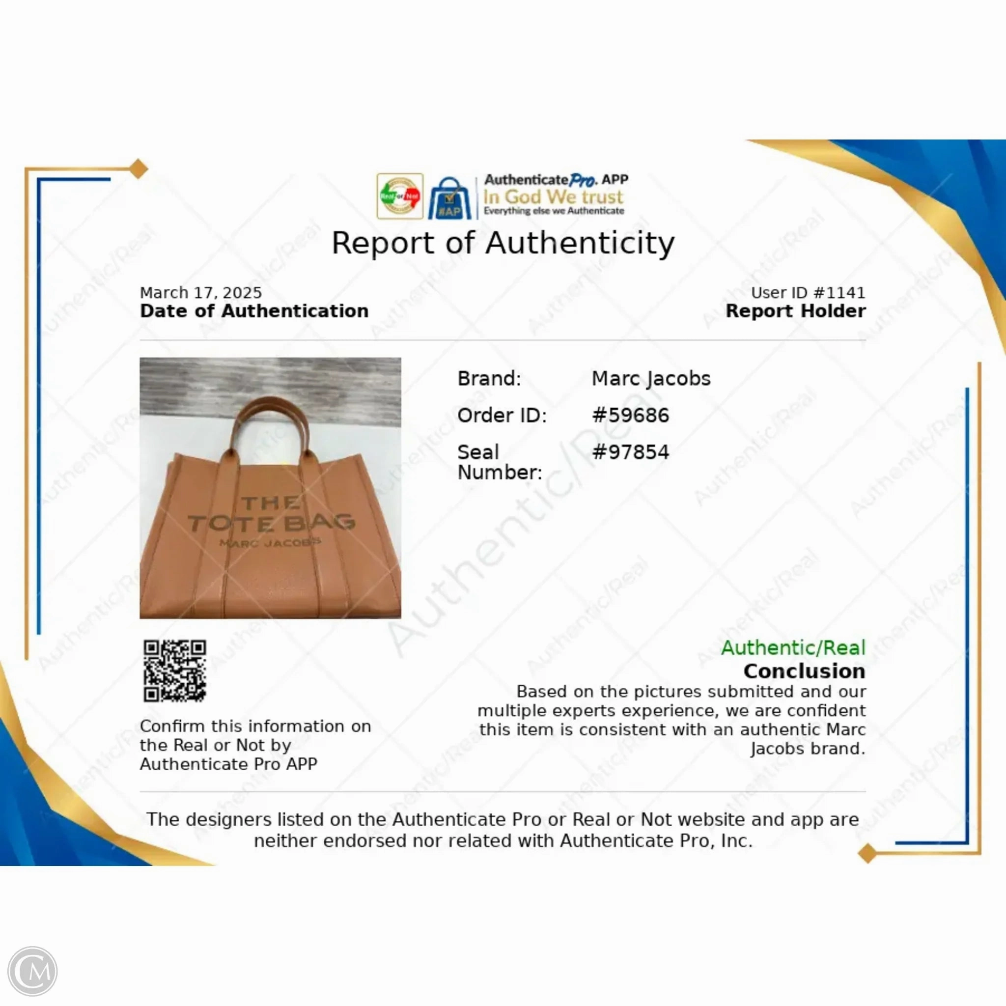 Tote Luxury Designer By Marc Jacobs, Size: Large