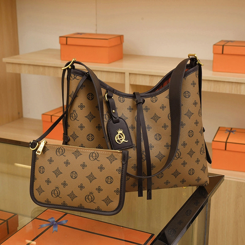 Versatile retro printed tote women's bag