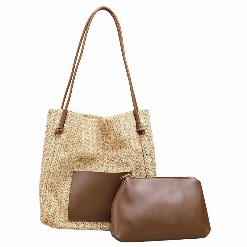 Vintage Woven Tote Bag Straw Beach Bag