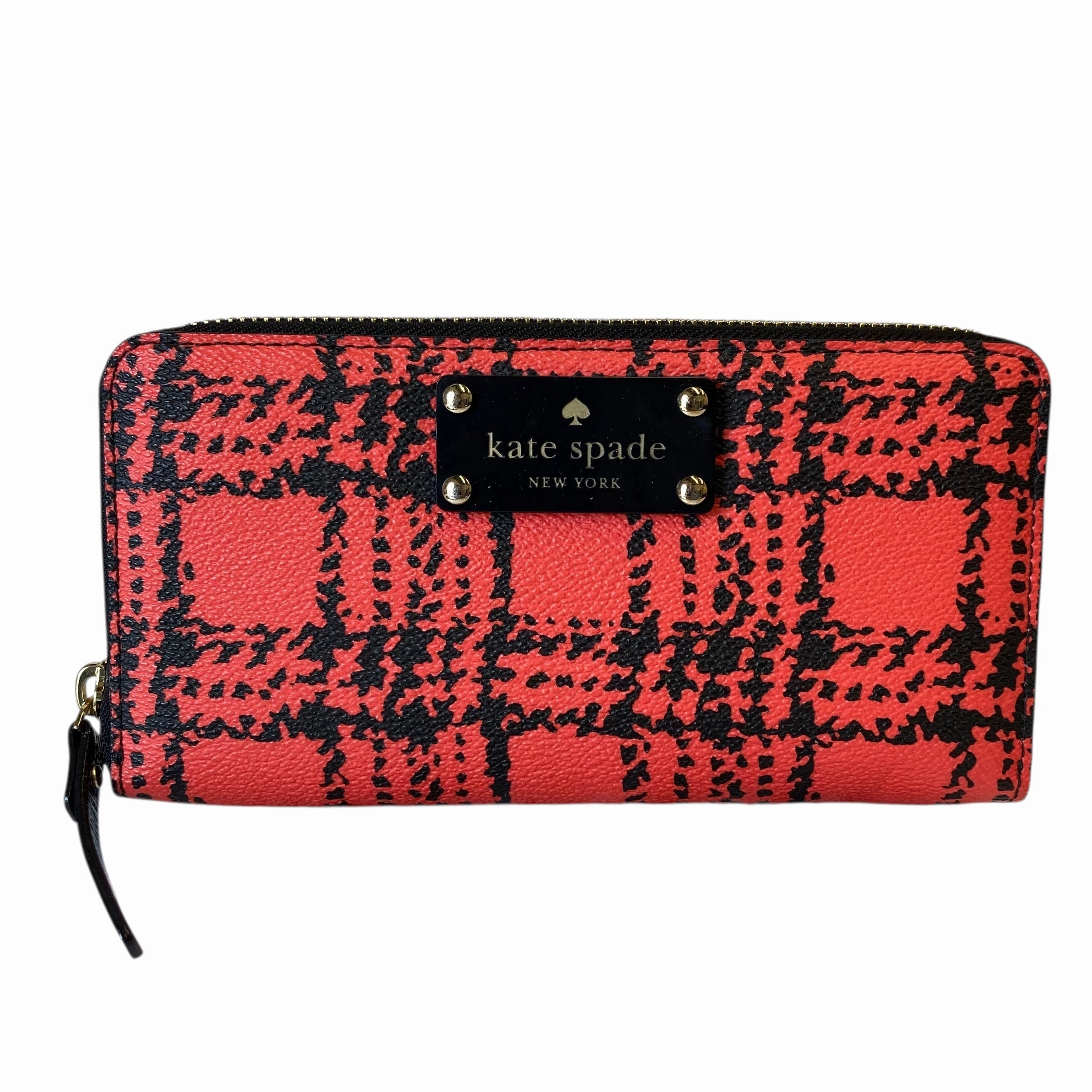 Wallet Designer By Kate Spade In Plaid Pattern, Size:Medium