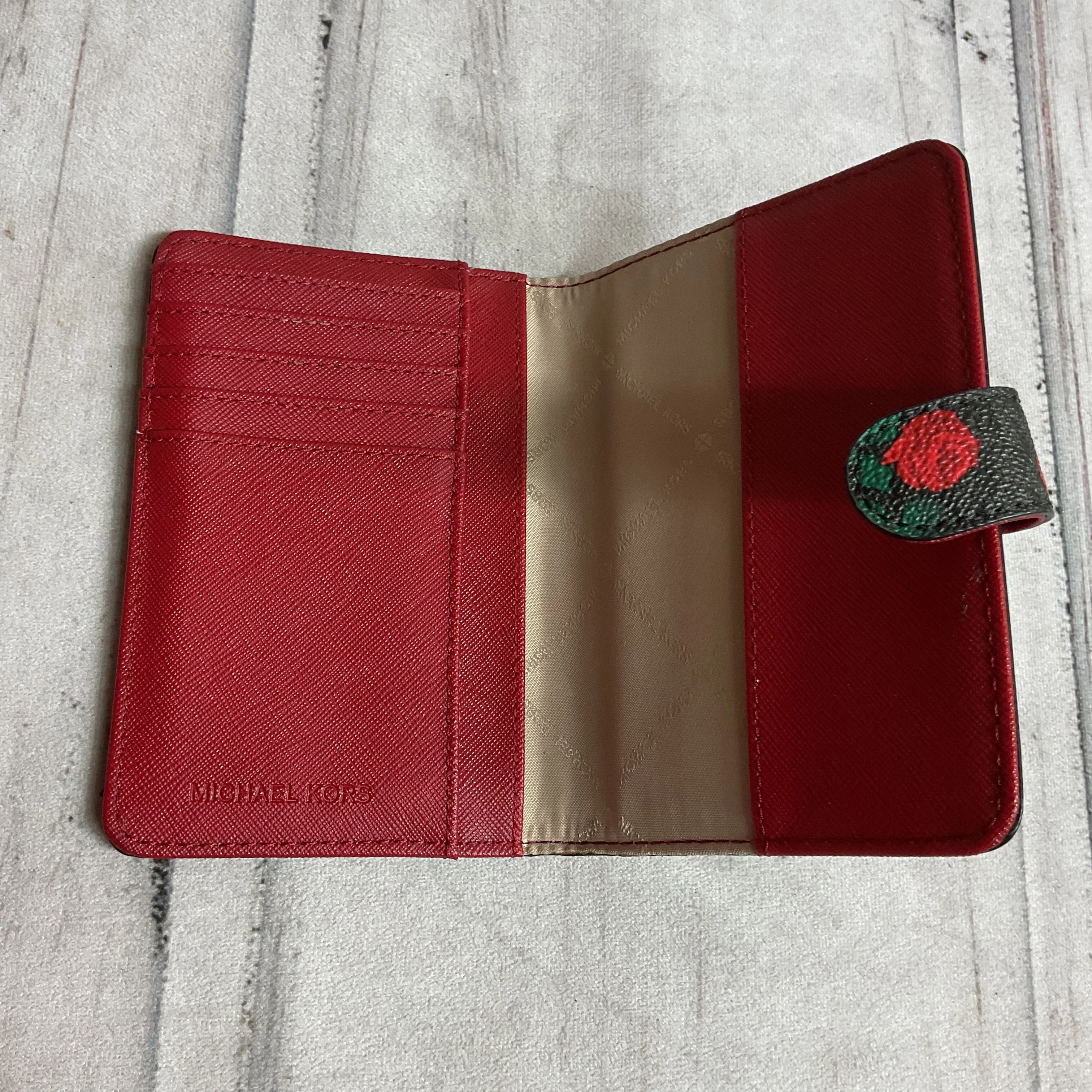 Wallet Designer By Michael Kors In Black & Red, Size:Small