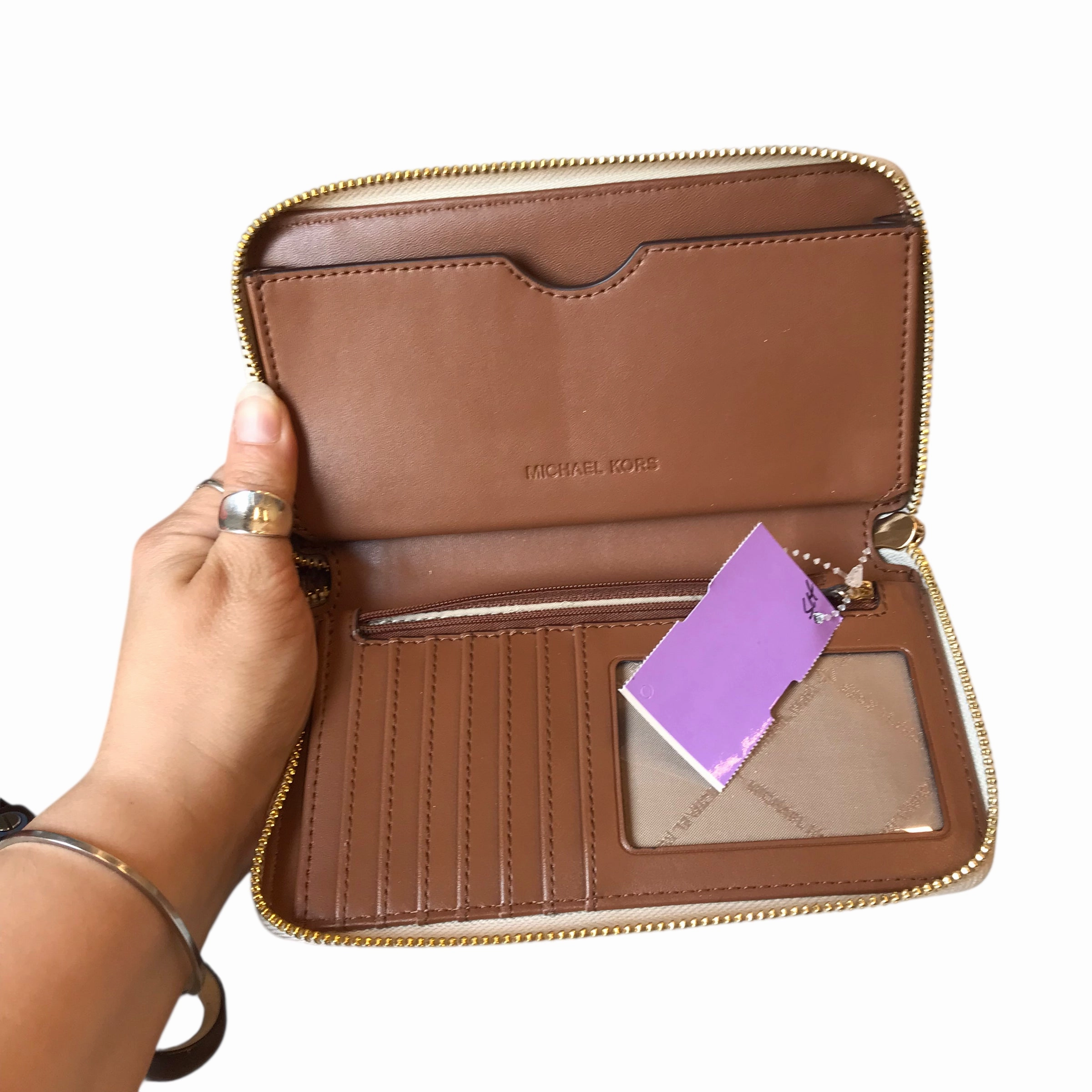 Wallet Designer By Michael Kors In Cream, Size:Large