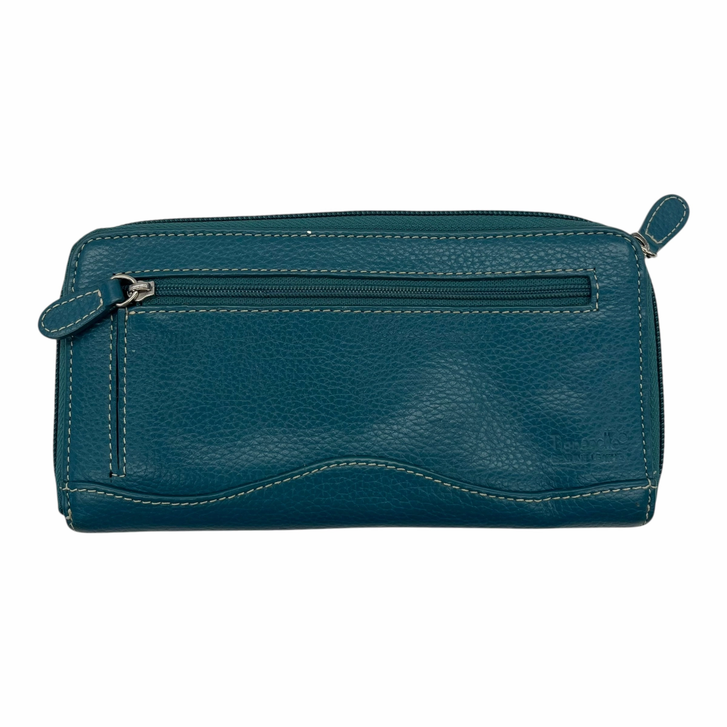 Wallet Leather By Clothes Mentor In Teal, Size:Medium